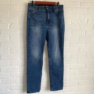 WHBM SLIM DENIM BLUE JEANS SZ 10 ELASTIC WAIST STRETCH WHITE HOUSE BLACK MARKET